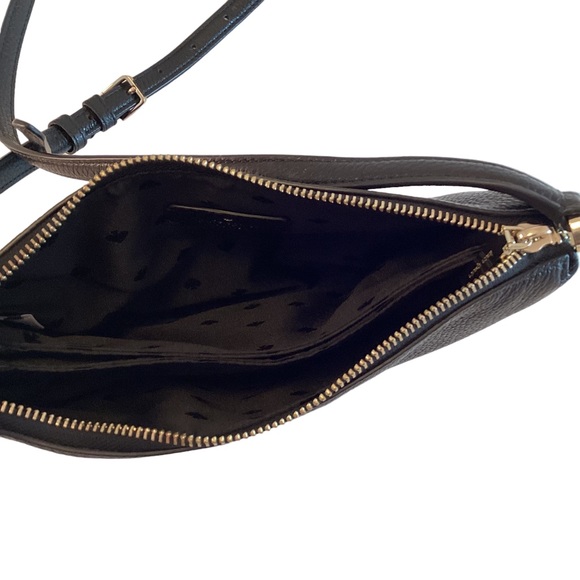 Kate Spade Purse Leila Triple Gusset Crossbody Black Pebbled Leather Medium Bag - Picture 5 of 13
